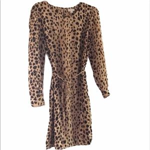 Animal print belted dress